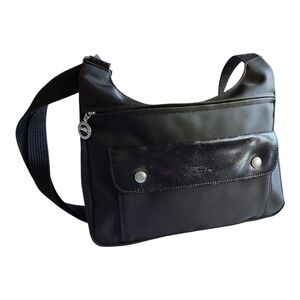Longchamp Black Shoulder Bag with Leather Trim